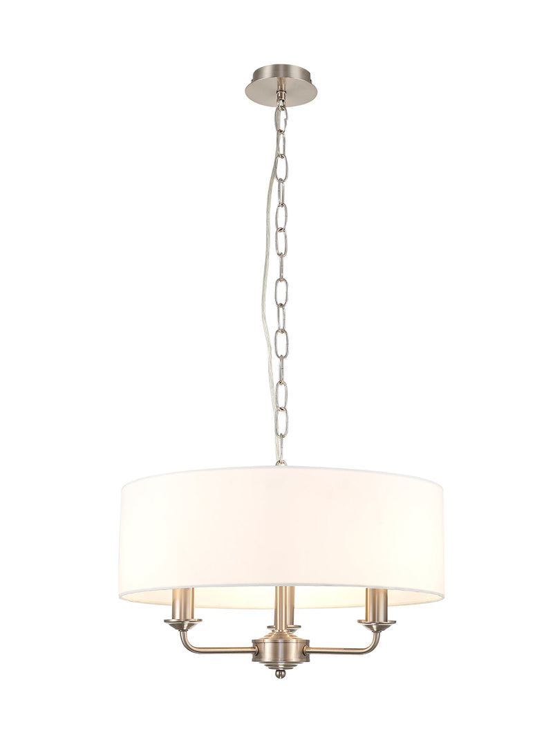 Deco Banyan 3 Light Multi Arm Pendant Without Shade, c/w 2m Chain, E14 Satin Nickel • D0356