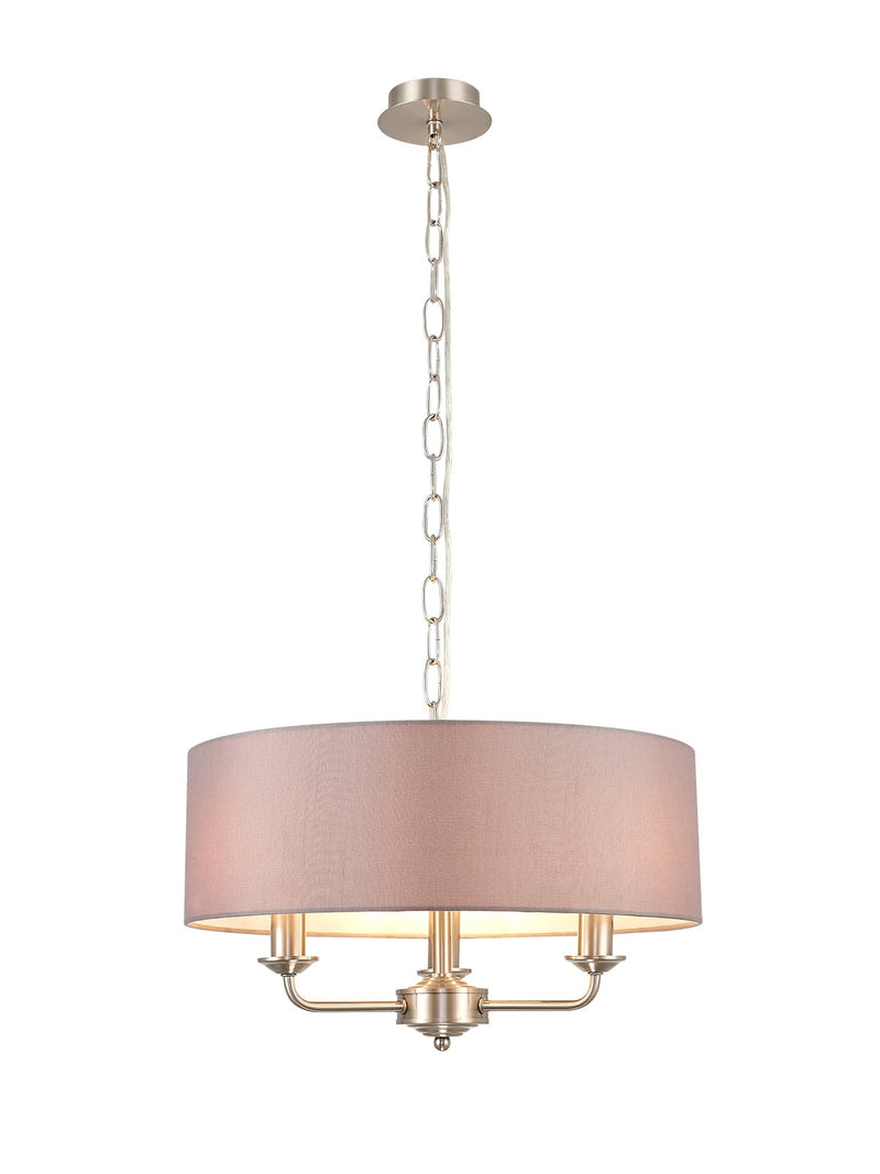 Deco Banyan 3 Light Multi Arm Pendant Without Shade, c/w 2m Chain, E14 Satin Nickel • D0356