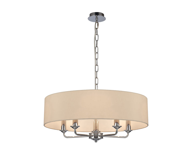 Deco Banyan 5 Light Multi Arm Pendant Without Shade, c/w 2m Chain, E14 Polished Chrome • D0357