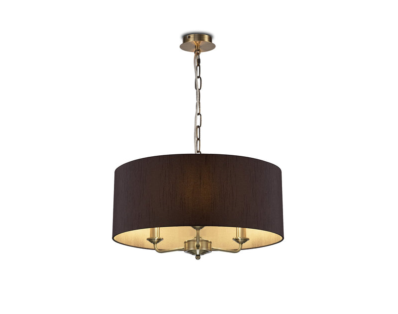Deco Banyan 3 Light Multi Arm Pendant Without Shade, c/w 2m Chain, E14 Antique Brass • D0355