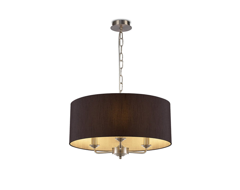 Deco Banyan 3 Light Multi Arm Pendant Without Shade, c/w 2m Chain, E14 Satin Nickel • D0356
