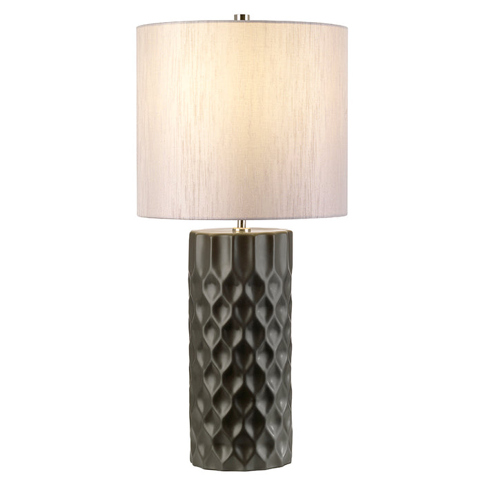 Elstead Lighting BARBICAN-TL Barbican Single Light Table Lamp Complete With Silver Faux Silk Shade