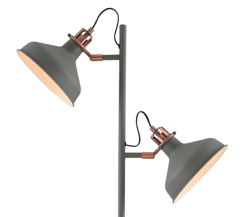 Regal Lighting SL-1737 2 Light Floor Lamp Sand Grey And Copper