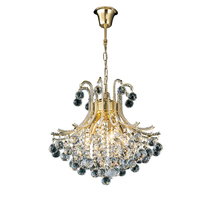 Diyas Bask Pendant Round 4 Light E14 French Gold/Crystal • IL30216/BA