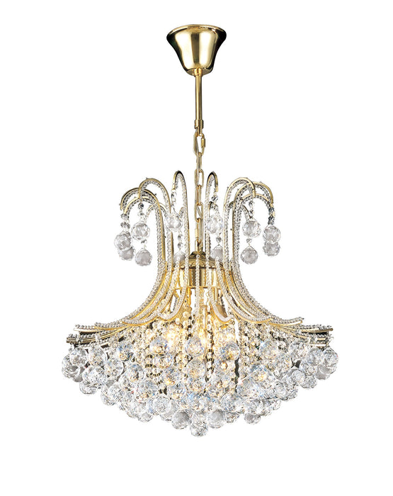 Diyas Bask Pendant Round 6 Light E14 French Gold/Crystal Item Weight: 18.5kg • IL30217