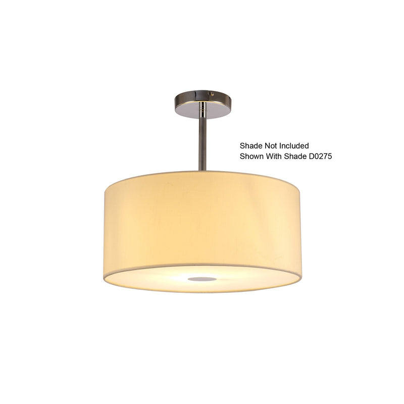 Deco Baymont Polished Chrome 1 Light E27 Universal Semi Ceiling Fixture, Suitable For A Vast Selection Of Shades • D0330