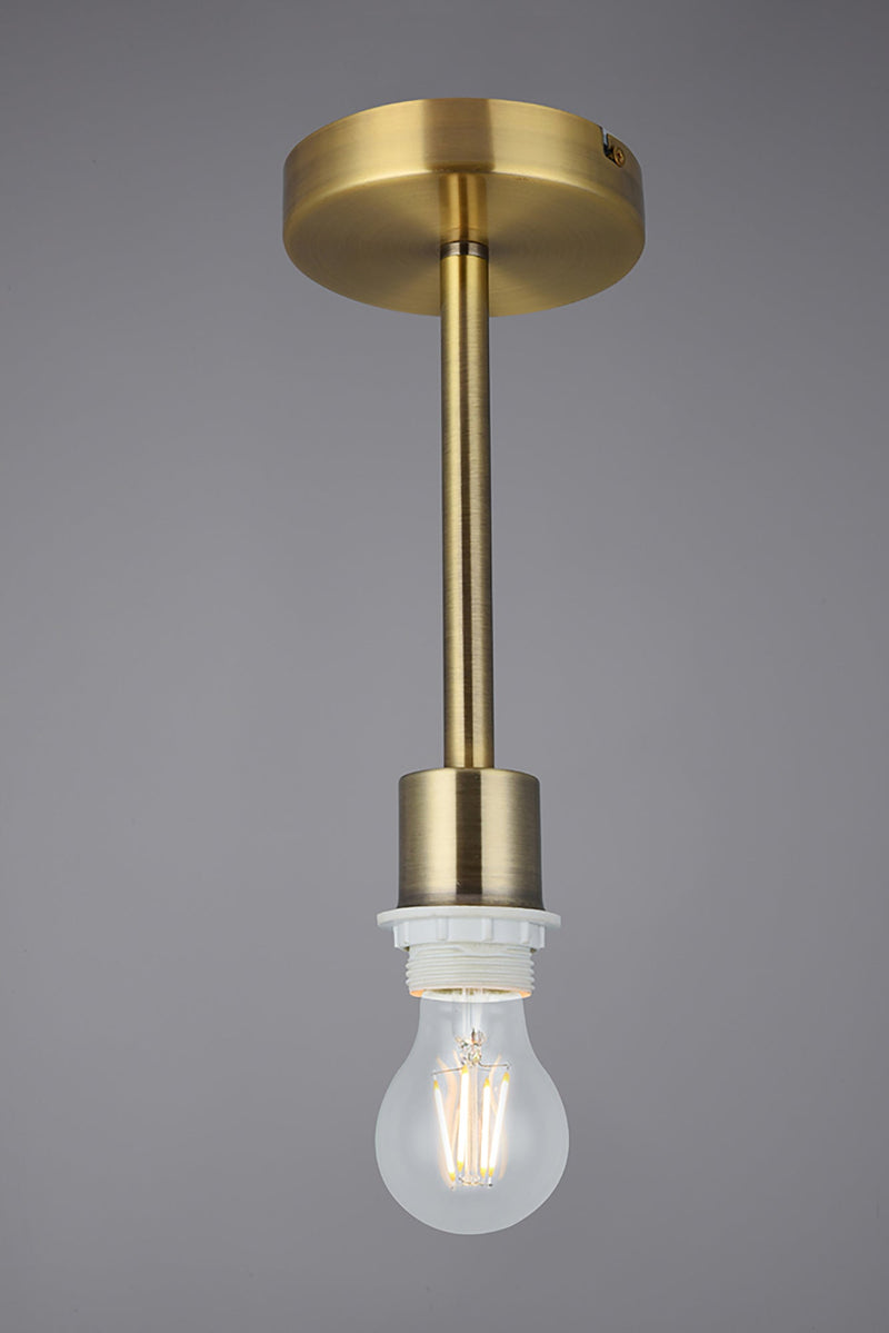 Deco Baymont Antique Brass 1 Light E27 Universal Semi Ceiling Fixture, Suitable For A Vast Selection Of Shades • D0331