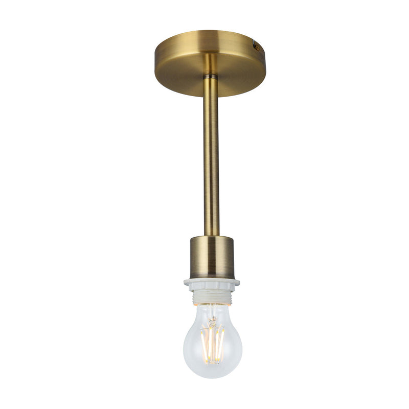 Deco Baymont Antique Brass 1 Light E27 Universal Semi Ceiling Fixture, Suitable For A Vast Selection Of Shades • D0331