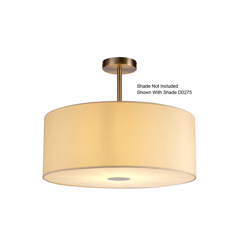 Deco Baymont Satin Nickel 1 Light E27 Universal Semi Ceiling Fixture, Suitable For A Vast Selection Of Shades • D0332