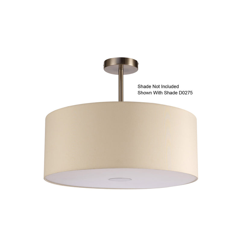 Deco Baymont Satin Nickel 1 Light E27 Universal Semi Ceiling Fixture, Suitable For A Vast Selection Of Shades • D0332