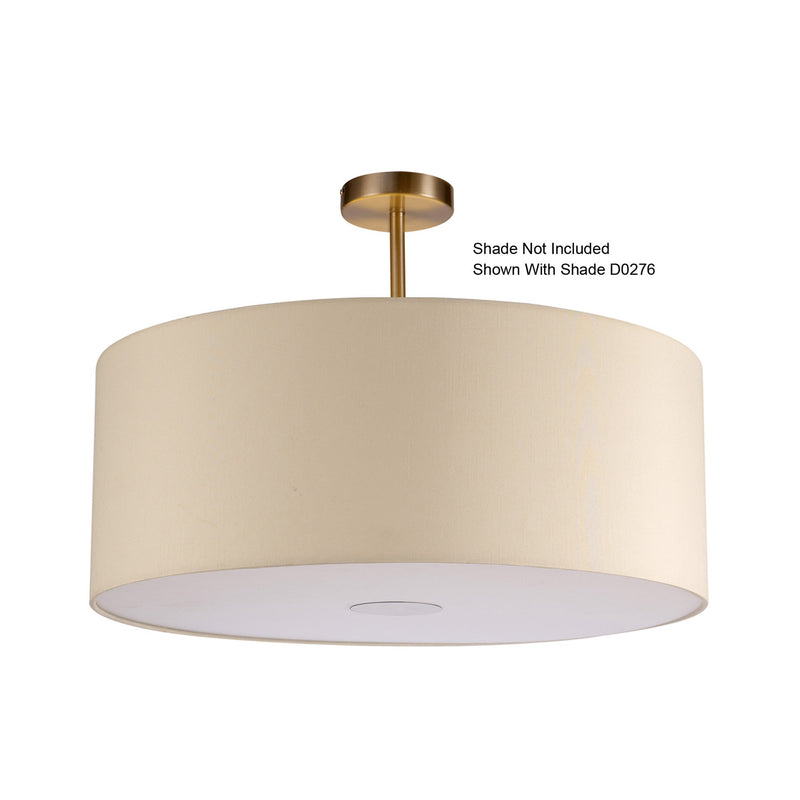 Deco Baymont Satin Nickel 1 Light E27 Universal Semi Ceiling Fixture, Suitable For A Vast Selection Of Shades • D0332