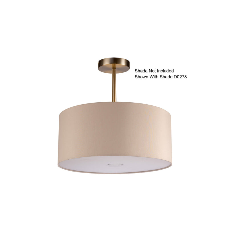 Deco Baymont Satin Nickel 1 Light E27 Universal Semi Ceiling Fixture, Suitable For A Vast Selection Of Shades • D0332
