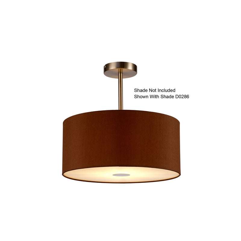 Deco Baymont Satin Nickel 1 Light E27 Universal Semi Ceiling Fixture, Suitable For A Vast Selection Of Shades • D0332