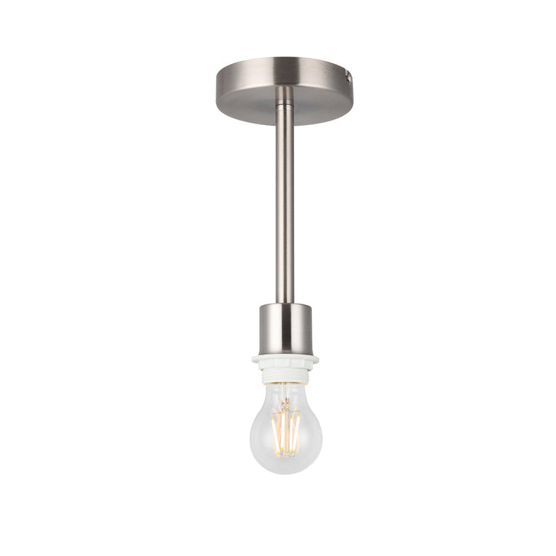 Deco Baymont Satin Nickel 1 Light E27 Universal Semi Ceiling Fixture, Suitable For A Vast Selection Of Shades • D0332