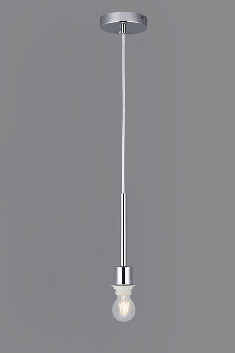 Deco Baymont Polished Chrome 1 Light E27 Universal 3m Single Pendant, Suitable For A Vast Selection Of Shades • D0333