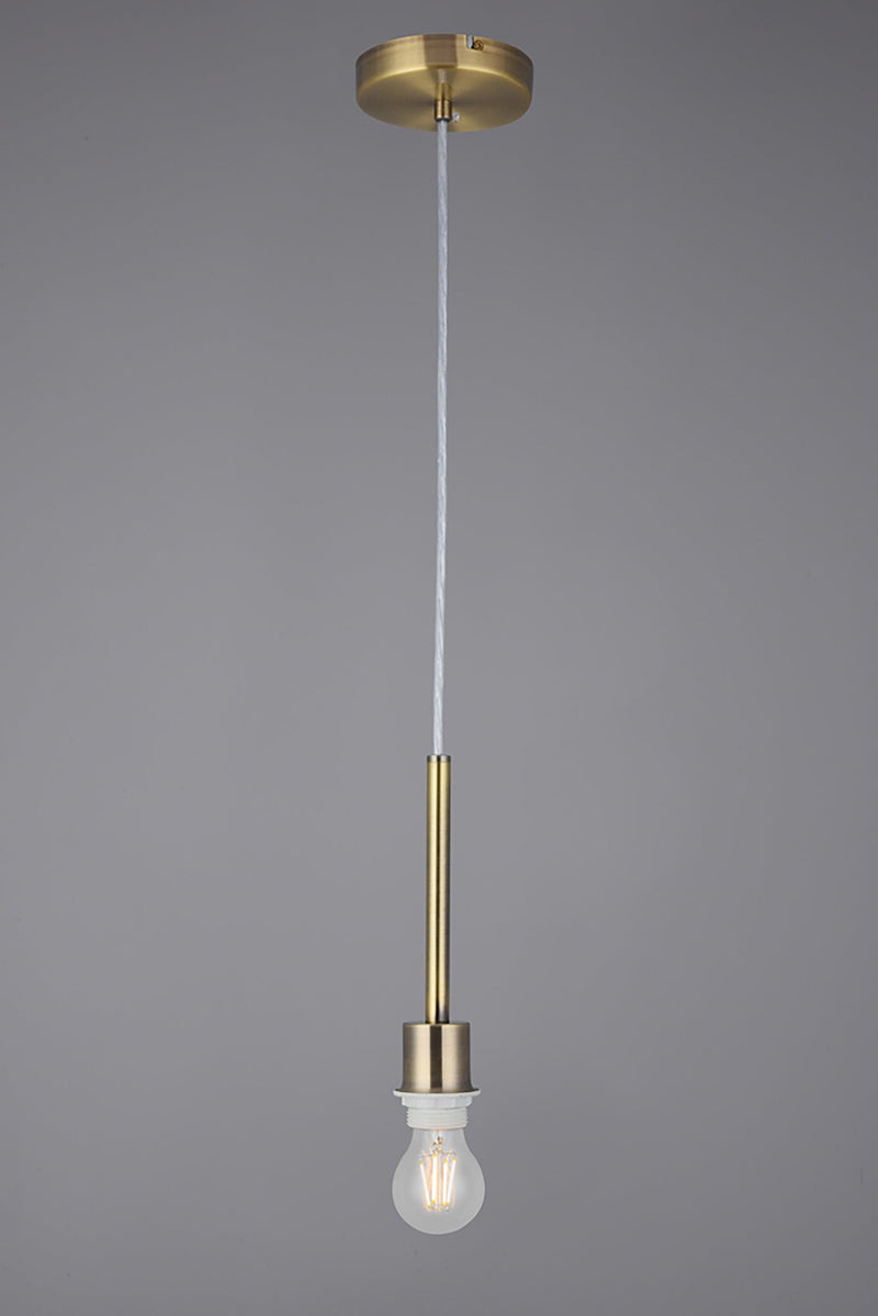 Deco Baymont Antique Brass 1 Light E27 Universal 3m Single Pendant, Suitable For A Vast Selection Of Shades • D0334