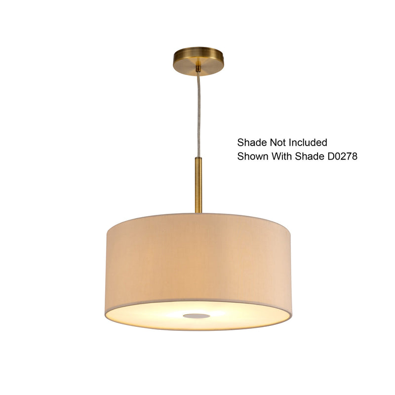 Deco Baymont Antique Brass 1 Light E27 Universal 3m Single Pendant, Suitable For A Vast Selection Of Shades • D0334