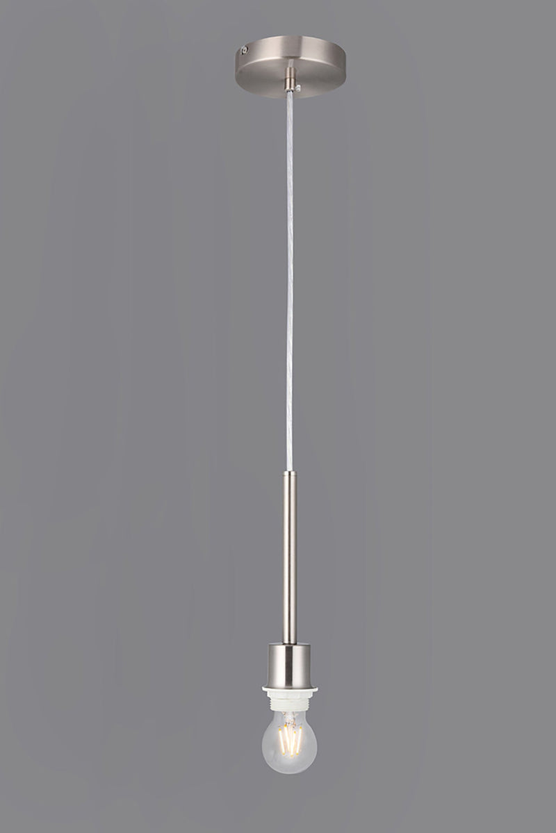 Deco Baymont Satin Nickel 1 Light E27 Universal 3m Single Pendant, Suitable For A Vast Selection Of Shades • D0335