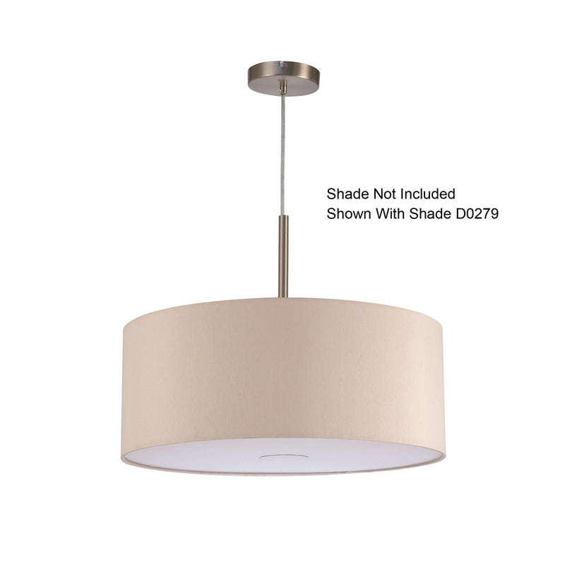 Deco Baymont Satin Nickel 1 Light E27 Universal 3m Single Pendant, Suitable For A Vast Selection Of Shades • D0335