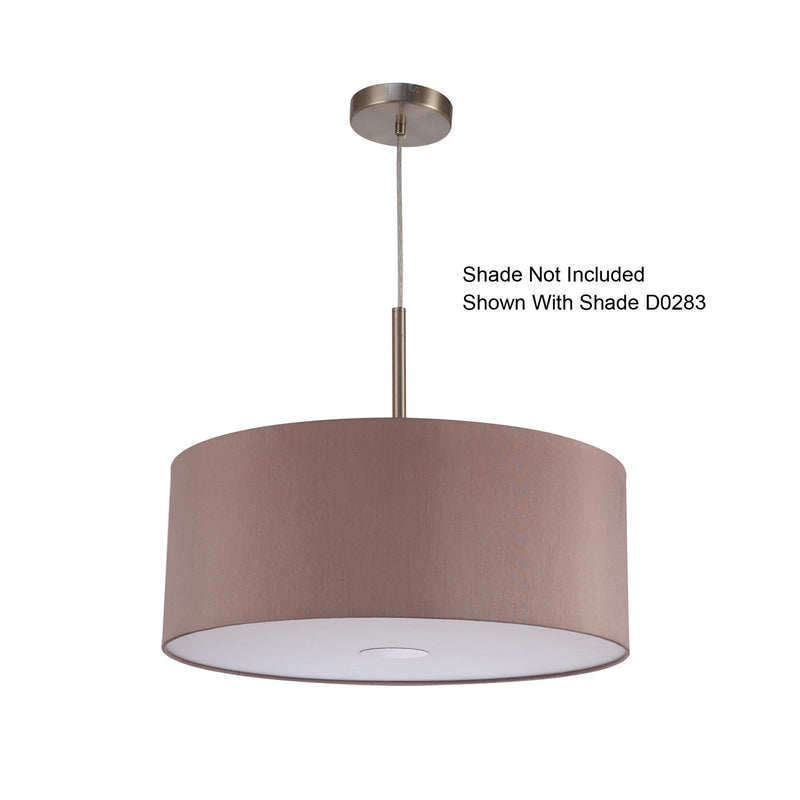 Deco Baymont Satin Nickel 1 Light E27 Universal 3m Single Pendant, Suitable For A Vast Selection Of Shades • D0335
