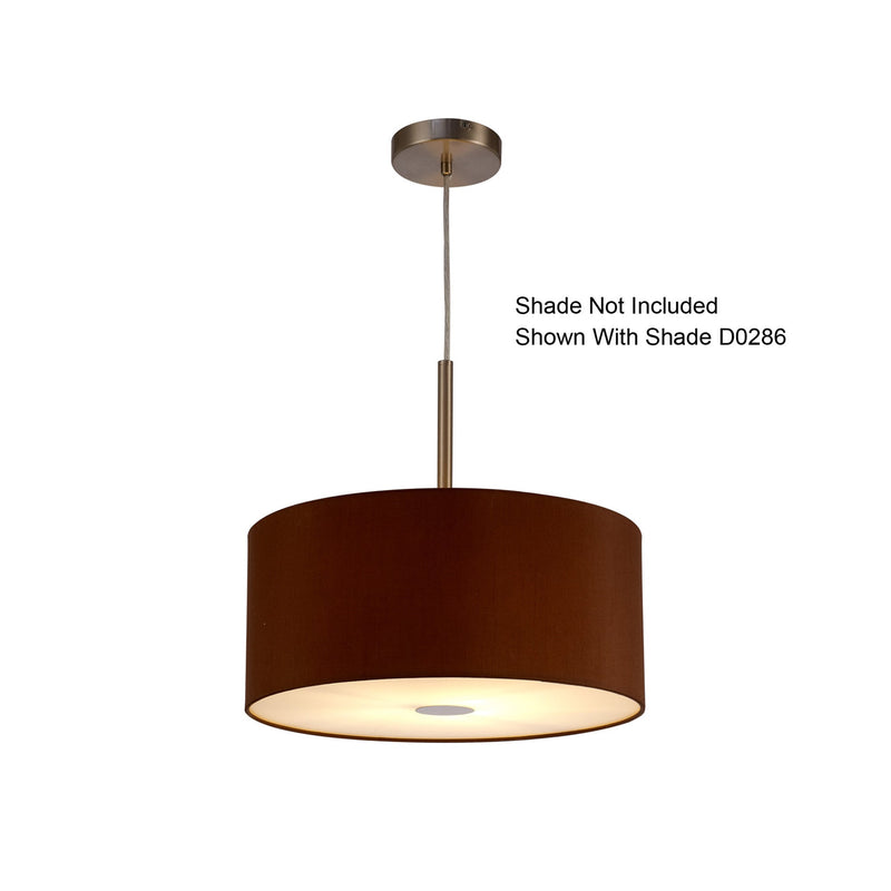 Deco Baymont Satin Nickel 1 Light E27 Universal 3m Single Pendant, Suitable For A Vast Selection Of Shades • D0335