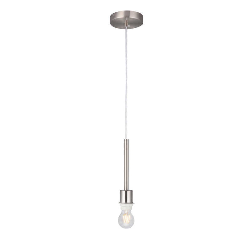 Deco Baymont Satin Nickel 1 Light E27 Universal 3m Single Pendant, Suitable For A Vast Selection Of Shades • D0335