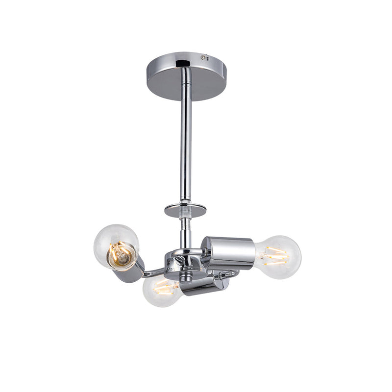 Deco Baymont Polished Chrome 3 Light E27 Universal Semi Ceiling Fixture, Suitable For A Vast Selection Of Shades • D0336