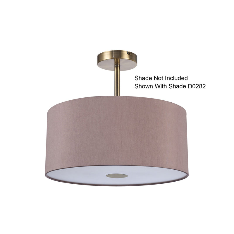 Deco Baymont Antique Brass 3 Light E27 Universal Semi Ceiling Fixture, Suitable For A Vast Selection Of Shades • D0337