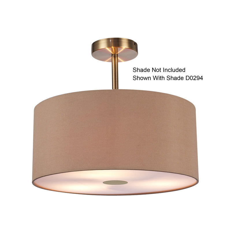 Deco Baymont Antique Brass 3 Light E27 Universal Semi Ceiling Fixture, Suitable For A Vast Selection Of Shades • D0337