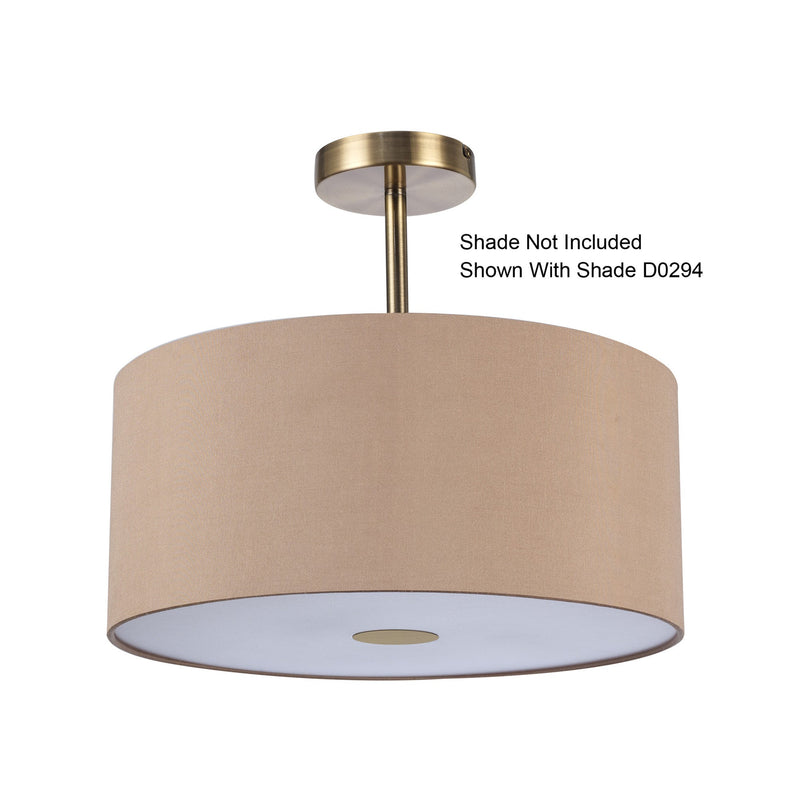 Deco Baymont Antique Brass 3 Light E27 Universal Semi Ceiling Fixture, Suitable For A Vast Selection Of Shades • D0337