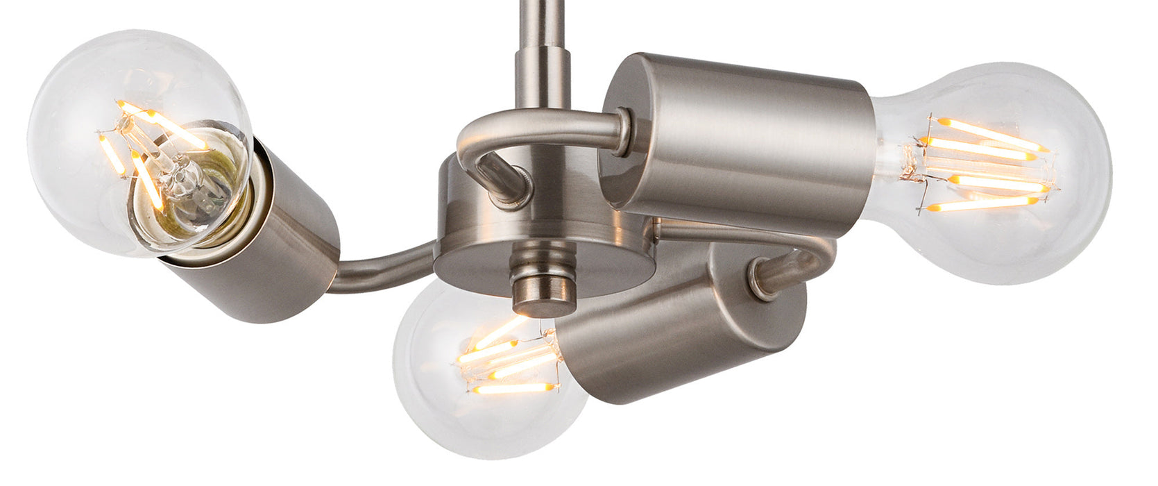 Deco Baymont Satin Nickel 3 Light E27 Universal Semi Ceiling Fixture, Suitable For A Vast Selection Of Shades • D0338