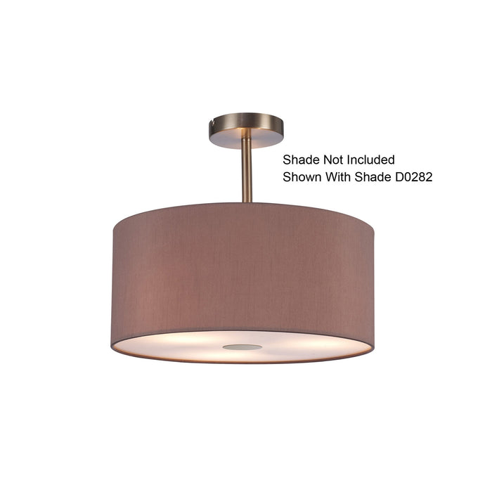 Deco Baymont Satin Nickel 3 Light E27 Universal Semi Ceiling Fixture, Suitable For A Vast Selection Of Shades • D0338