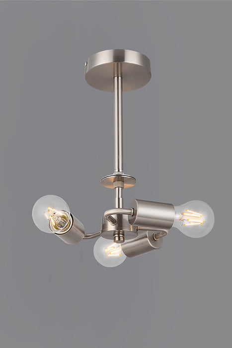 Deco Baymont Satin Nickel 3 Light E27 Universal Semi Ceiling Fixture, Suitable For A Vast Selection Of Shades • D0338