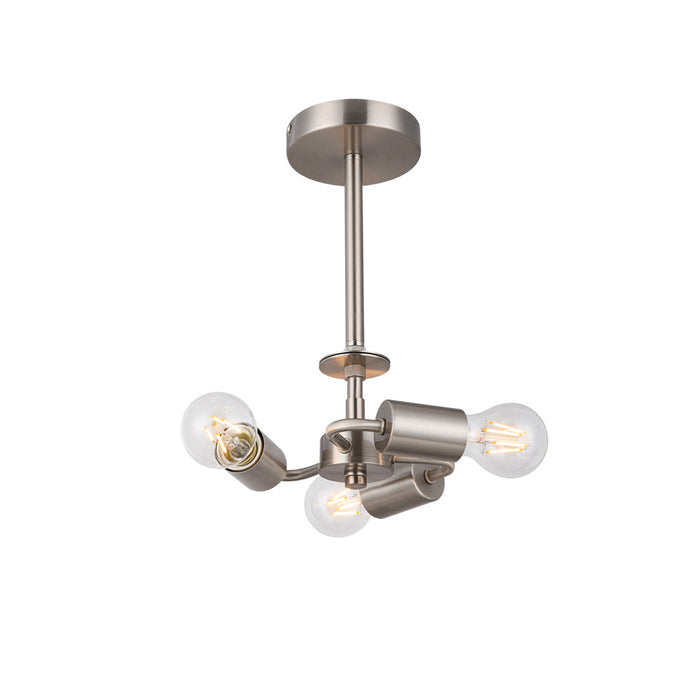 Deco Baymont Satin Nickel 3 Light E27 Universal Semi Ceiling Fixture, Suitable For A Vast Selection Of Shades • D0338