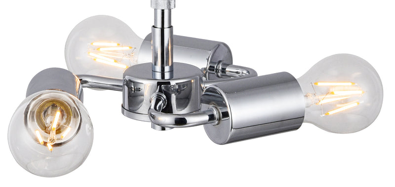 Deco Baymont Polished Chrome 3m 3 Light E27 Universal Single Pendant, Suitable For A Vast Selection Of Shades • D0339