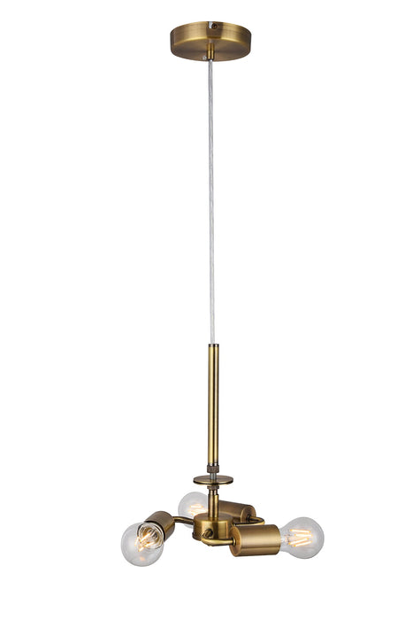 Deco Baymont Antique Brass 3m 3 Light E27 Universal Single Pendant, Suitable For A Vast Selection Of Shades • D0340