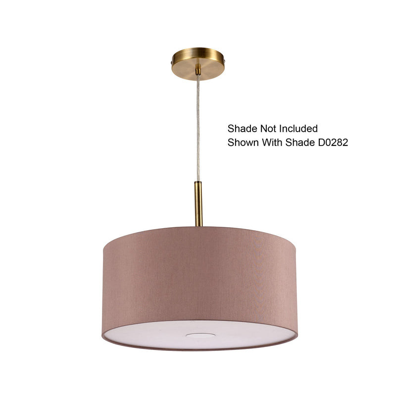Deco Baymont Antique Brass 3m 3 Light E27 Universal Single Pendant, Suitable For A Vast Selection Of Shades • D0340
