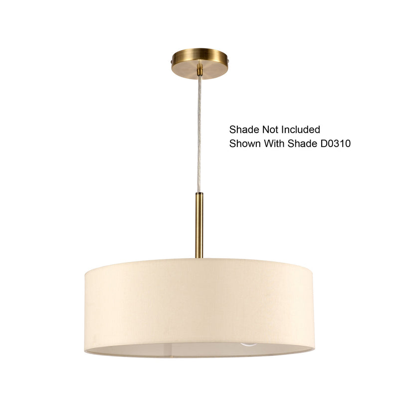 Deco Baymont Antique Brass 3m 3 Light E27 Universal Single Pendant, Suitable For A Vast Selection Of Shades • D0340