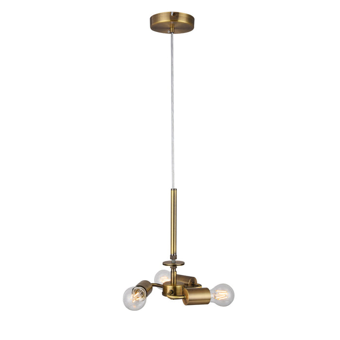 Deco Baymont Antique Brass 3m 3 Light E27 Universal Single Pendant, Suitable For A Vast Selection Of Shades • D0340