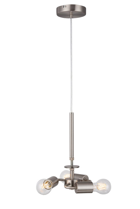 Deco Baymont Satin Nickel 3m 3 Light E27 Universal Single Pendant, Suitable For A Vast Selection Of Shades • D0341