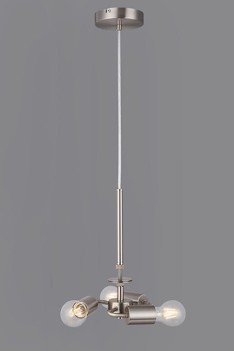 Deco Baymont Satin Nickel 3m 3 Light E27 Universal Single Pendant, Suitable For A Vast Selection Of Shades • D0341