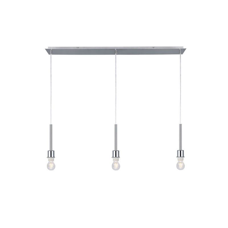 Deco Baymont Polished Chrome 3 Light E27 Universal 3m Linear Pendant, Suitable For A Vast Selection Of Shades • D0342