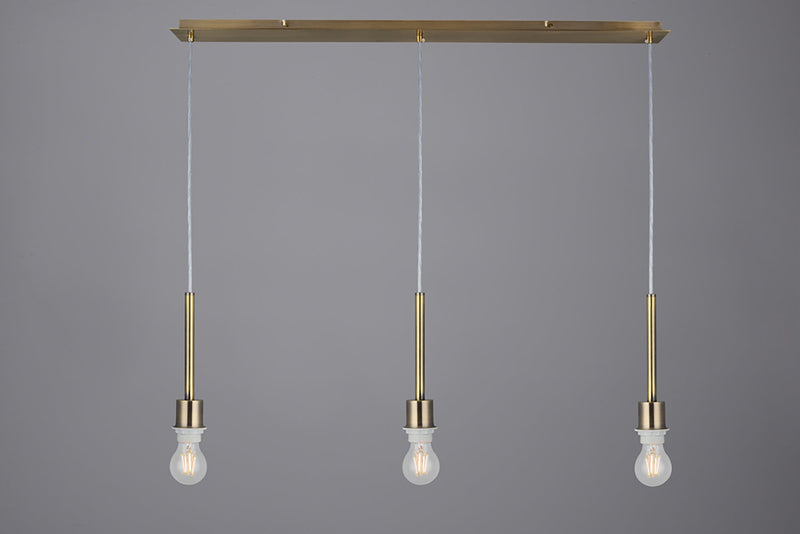 Deco Baymont Antique Brass 3 Light E27 Universal 3m Linear Pendant, Suitable For A Vast Selection Of Shades • D0343