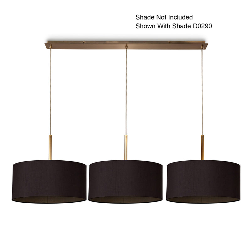 Deco Baymont Antique Brass 3 Light E27 Universal 3m Linear Pendant, Suitable For A Vast Selection Of Shades • D0343