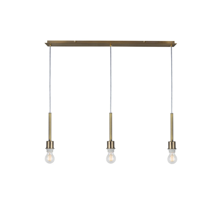 Deco Baymont Antique Brass 3 Light E27 Universal 3m Linear Pendant, Suitable For A Vast Selection Of Shades • D0343