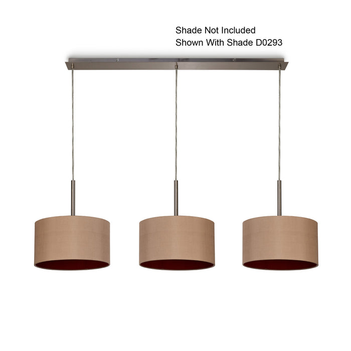 Deco Baymont Satin Nickel 3 Light E27 Universal 3m Linear Pendant, Suitable For A Vast Selection Of Shades • D0344