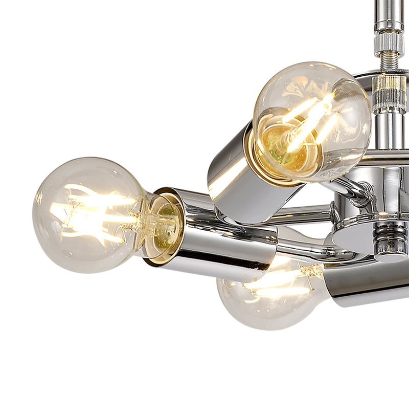 Deco Baymont Polished Chrome 5 Light E27 Universal Semi Ceiling Fixture, Suitable For A Vast Selection Of Shades • D0506