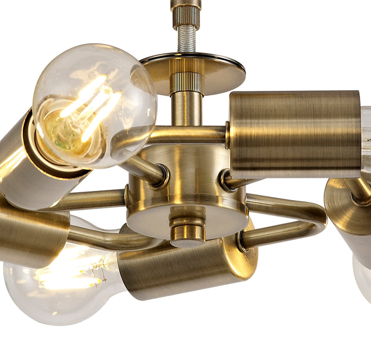 Deco Baymont Antique Brass 5 Light E27 Universal Semi Ceiling Fixture, Suitable For A Vast Selection Of Shades • D0507