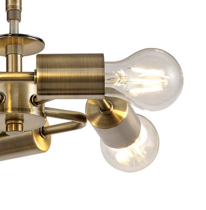 Deco Baymont Antique Brass 5 Light E27 Universal Semi Ceiling Fixture, Suitable For A Vast Selection Of Shades • D0507