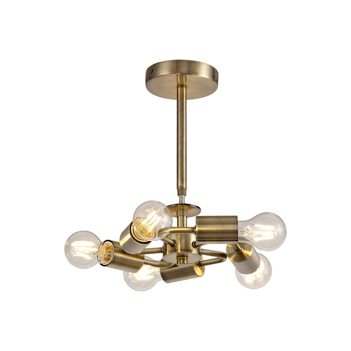 Deco Baymont Antique Brass 5 Light E27 Universal Semi Ceiling Fixture, Suitable For A Vast Selection Of Shades • D0507